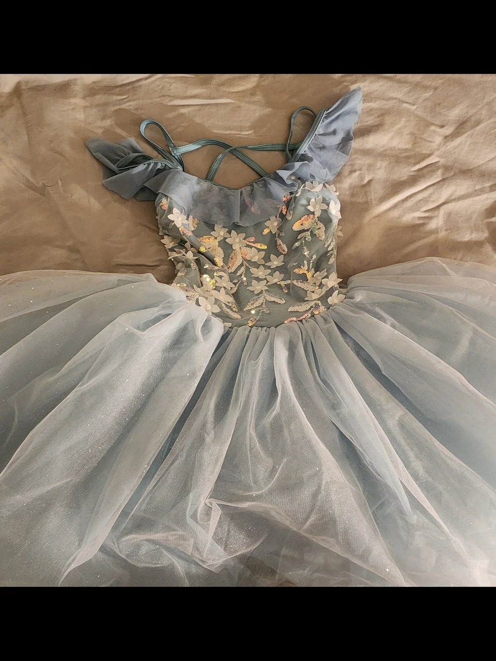 Weissman Light Blue Floral Sequin Ballet Tutu Costume Dress Medium Child MC